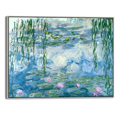 Impresión en lienzo extra grande con marco plateado de nenúfares de Claude Monet reproducción Foto 1 de 4