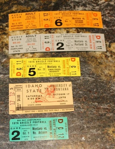 Vintage 1970's MONTANA GRIZ FOOTBALL TICKETS..SOME UNUSED Cover