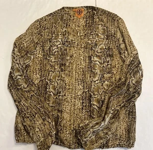 Tory Burch Top Damen 10 Gold Python Print Seide Langarm Reißverschluss - Bild 1 von 13