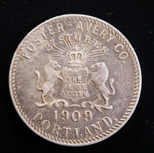 NICE 1909-dated Maine token - Foster-Avery Co., One Half Cent, Portland, Me. - Foto 1 di 2