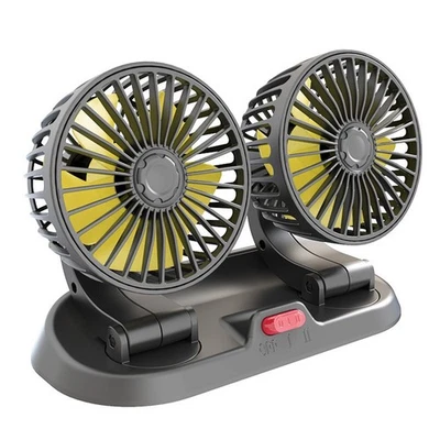 12V Dual Head Car Fan Adjustable Airflow Speed for Enhanced Cooling and Comfort - Image 1 of 4