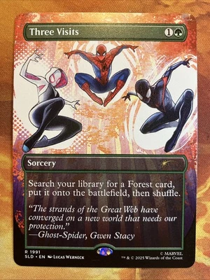 MTG Borderless Three Visits Secret Lair: X Marvel's Spider-Man: Heroic Deeds!! - Image 1 of 2