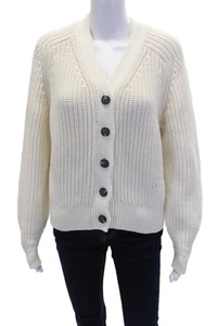 Everlane Womens Long Sleeve V Neck Button Down Cardigan White Size M - Picture 1 of 7