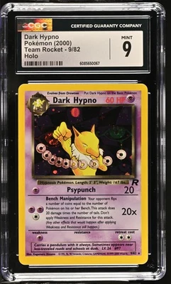 CGC 9 MINT Dark Hypno 2000 Team Rocket 9/82 Holo SWIRL Pokemon Card - Image 1 of 2