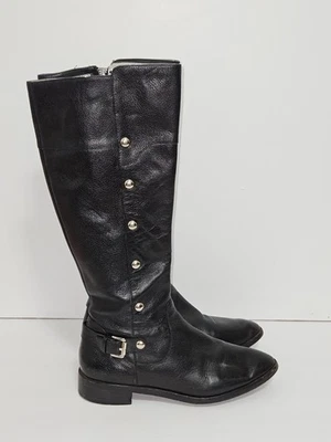 Michael Kors 黑色皮靴,带银色扣和铆钉女式 7 码 — 第 1/4 张图片