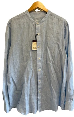 Tasso Elba Blue Linen Long Sleeve Woman’s Button Down Shirt  XL NWT - Image 1 of 4