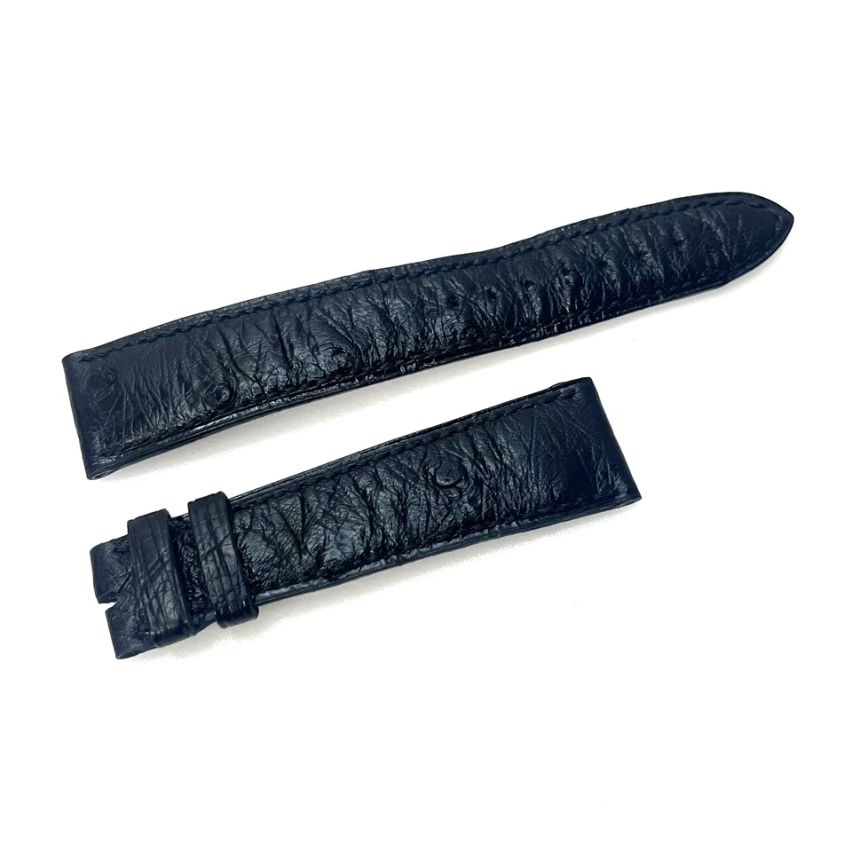 Pulseira de relógio de couro preto genuíno Blancpain 19mm-16mm #807A - Imagem 1 de 3