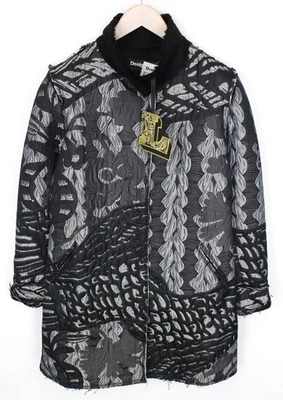 Abrigo para mujer Desigual negro helio 38 gris estampado de un solo pecho manga larga Foto 1 de 4