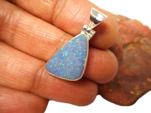 Natürlicher australischer Opal Sterlingsilber 925 Edelstein Anhänger - Bild 1 von 6