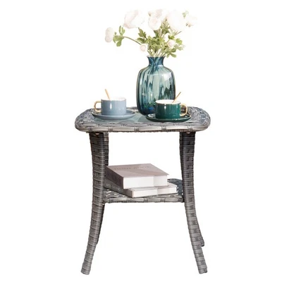 Juego de mecedoras giratorias de mimbre para patio OVIOS de 3 piezas Foto 1 de 4