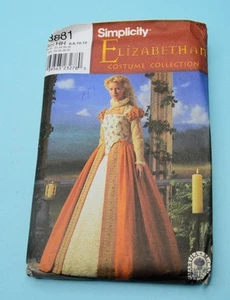 Simplicity Pattern 8881 Elizabethan Costume Collection FF UC 6 8 10 12 - Picture 1 of 2