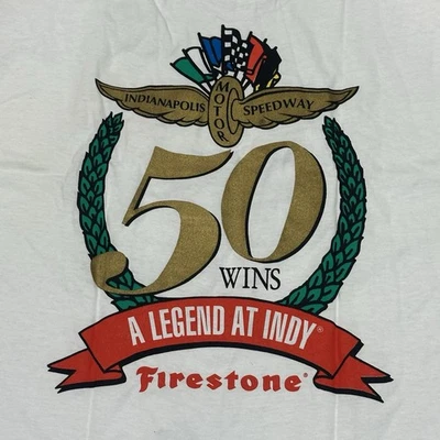 NEW Vintage 90s Indy Motor Speedway Firestone Racing 50 Wins Shirt Mens Size XL - Image 1 of 4