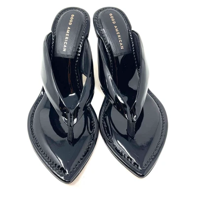 Sandalias de tacón Good American Clear Wedge negras talla 9 GA077P-X Foto 1 de 4