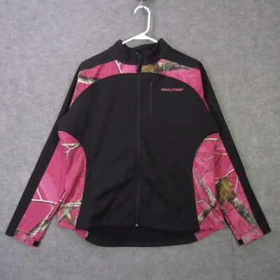 Realtree Jacket Womens Large Black Pink Camo Softshell Full Zip Hunting Outdoor - Image 1 of 4