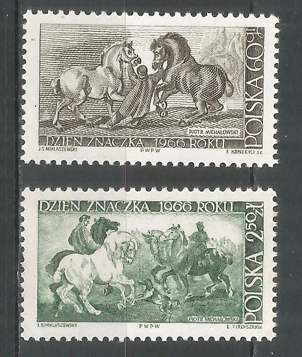 波兰 1966 年铸币厂邮票全新邮票(**)马 — 第 1/1 张图片
