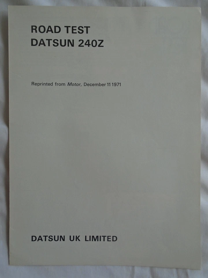 Datsun 240Z Road test reprinted from Motor brochure 11 Dec 1971 English text  - Image 1 of 1