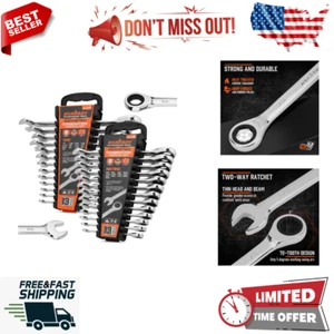 26-Piece Ratcheting Wrench Set | Metric and SAE | Ratchet Combination Wrenches - Picture 1 of 9