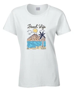 Camiseta Beach Life Mujer Arena Mar Verano Vacaciones Surf Palmera Gráfico Genial - Imagen 1 de 2