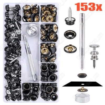 153x Edelstahl Druckknopf Schraube Druckknöpfe für Persenning Plane Zelt Boot DE