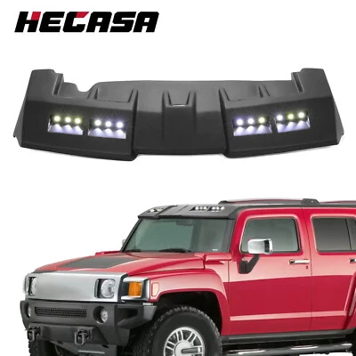 HECASA Sun Visor Roof For Hummer H3 Fiberglass Black w/ LED DRL Lights 1-Piece - Image 1 of 4