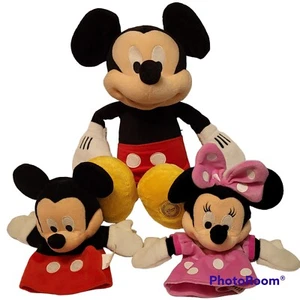 Mickey Mouse 17 Zoll Plüsch mit Mickey und Minnie Mouse 10 Zoll Handpuppen Geschenk - Bild 1 von 17