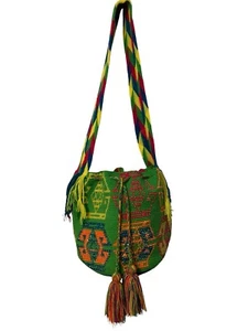 100% Wayuu Hand Crocheted Authentic Colombian Multicolor Beaded Boho Bag - Picture 1 of 9