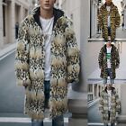 Men's Winter Thermal Leopard Print Fashion Outdoor Wool Faux Collar Coat zf