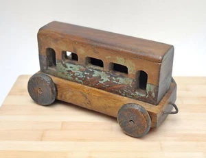 Vintage Wooden Train Bogey Model Figurine Original Old Hand Crafted - Picture 1 of 7