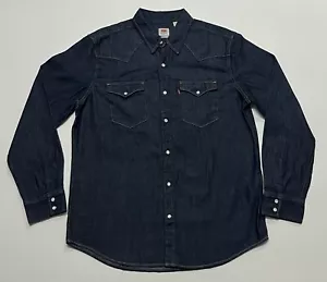 Camisa Levi’s Clásica Western Calce Estándar Azul Marino Lavado Oscuro Denim Para Hombres Grande Nueva con Etiquetas - Imagen 1 de 6