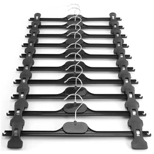 10PCS Clothes Coat Hangers 36cm Strong Plastic & Adjustable Clips Trousers Skirt - Picture 1 of 10