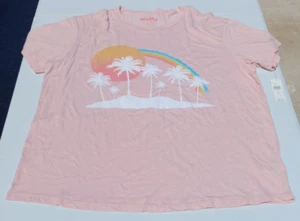SHOW ME YOUR MUMU Pink Tropical Rainbow Palm Graphic Oversized Travis Tee XL NWT - Picture 1 of 10