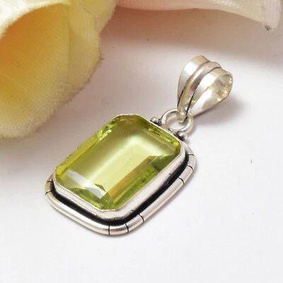 Colgante hecho a mano de plata de ley 925 con piedras preciosas de topacio limón de Navidad EH-36 Foto 1 de 4