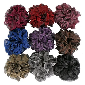 Gold Velvet Flower Scrunchie Big Hair Tie Bun Volumising Hijab Volumizer Scarf ɞ - Picture 1 of 21
