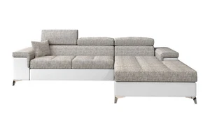 Ecksofa Eckcouch RICARDO Schlaffunktion Recamiere rechts grau weiß (17774) - Bild 1 von 8