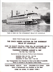 Anuncio de subasta política Take a Ride Steamboat Belle of Louisville Chick Harris 1987 - Imagen 1 de 3