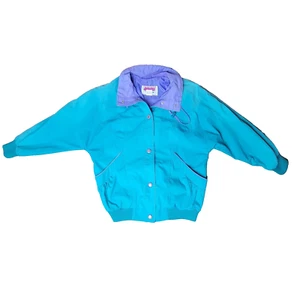 Innovations by Izzi Vintage 1980s Retro Jacket Size Medium Teal Purple Blue - Picture 1 of 10