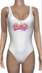 White Barbie Malibu 1 Piece Swimsuit Beach Party Cosplay Nwts Barbiecore Resort - Picture 1 of 3
