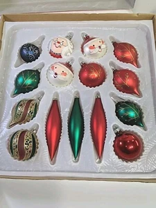 Sears Vetro Ornamenti Natale Artigianale Babbo Natale Signora Verde Rosso Oro NOTA - Foto 1 di 10