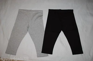 Girls 2 PAIR LOT Knit CAPRI LEGGINGS Heather Gray & Black SIZE XS 4-5 S 6-6X - Picture 1 of 1