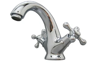 Zweigriff retro Waschtisch Armatur Waschbecken Wasserhahn nostalgie Kreuzgriff - Bild 1 von 2