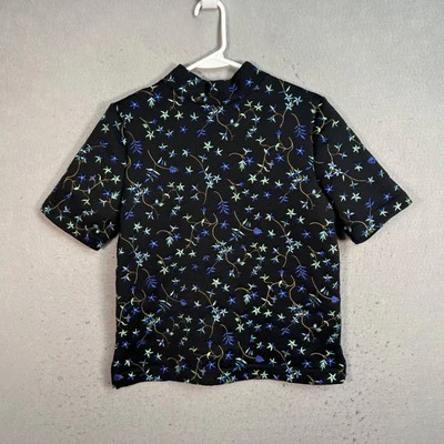 Blusa Club Monaco Negra Floral Bordada Manga Corta Mujer Mediana Foto 1 de 4