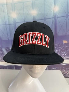 Grizzly Griptape Snapback Hat Cap Skateboarding Deck Spell Out Logo Black Red - Picture 1 of 11
