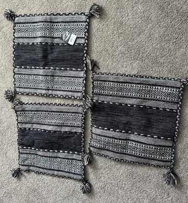 Surya Woven Baja Pillow Cover 20” Black Gray Tapestry Aztec Southwestern Set 3 - Image 1 of 4