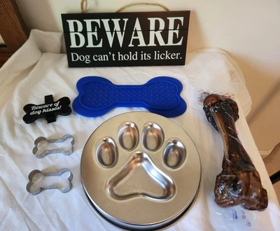 Juego de regalo para amantes de los perros: placa ridícula, clip para astillas, cortadores de galletas, hueso de jamón, tazón de comida Foto 1 de 4