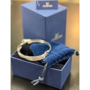 SWAROVSKI Pave Crossover Crystal Hinged Security Latch Bracelet NEW w/box - Picture 1 of 5