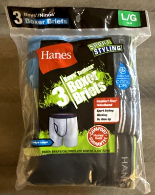 Hanes 3 - Pair Pack Boy's Tagless Comfort Soft Boxer Briefs Size L (14-16) NEW - Image 1 of 2