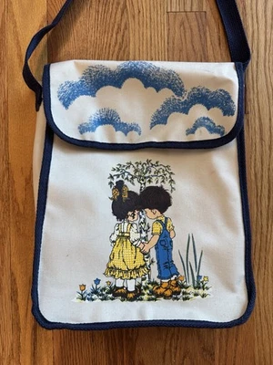 Vintage Precious Moments Style Canvas Tote Bag Shoulder Bag - Image 1 of 4