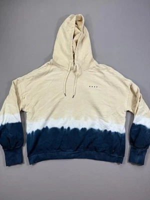 Roxy Hoodie Womens Large Beige Blue Tie Dye Dip Dye Ombre Pullover Sweatshirt - Image 1 of 4