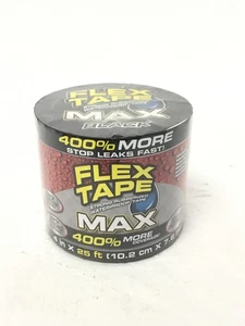 NEW Flex Tape SUPER STRONG WATERPROOF TAPE, 4"x25',4 in x 25 Feet, BLACK,QTY - Picture 1 of 9