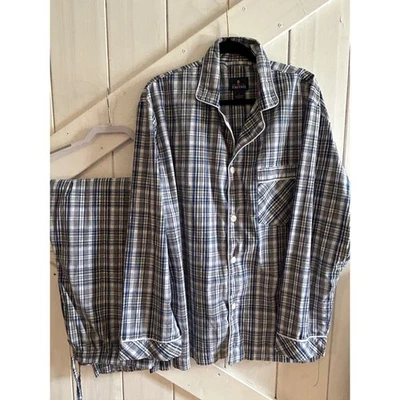 Stafford Tailored Culture 2-Piece Pajama Set – Blue Plaid – Size Large - Image 1 of 4